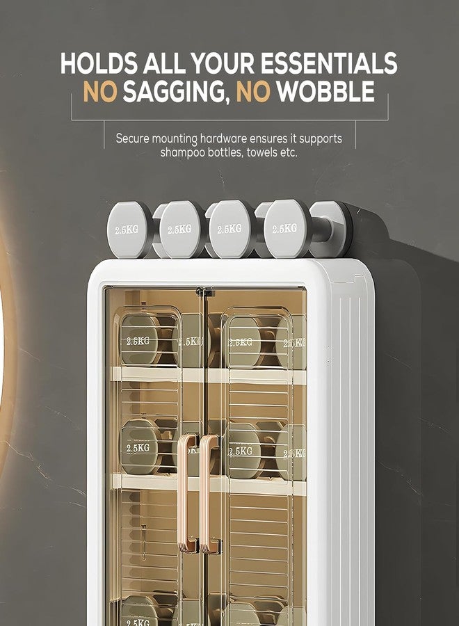 XBEY No Drill Self-Adhesive Wall Mounted Kitchen/Bathroom Storage Cabinet | Space Saving Kitchen Organizer Shelf | Compact Storage for Essentials | Modern Design (Bathroom Storage Cabinet) - Image 3